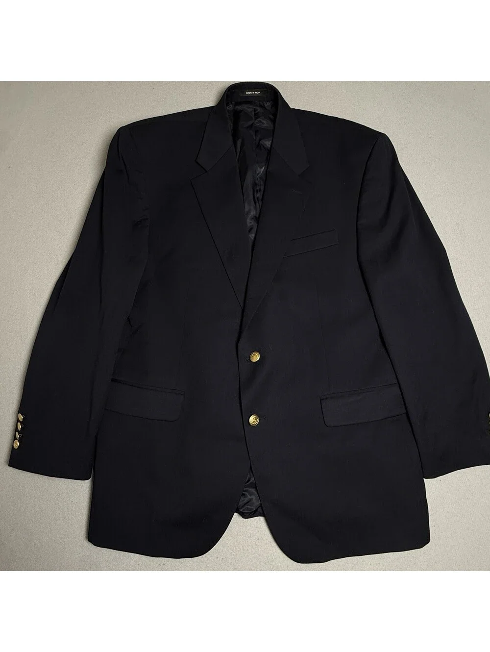 Lauren Ralph Lauren Wool Blazer 44R Jacket Gold Button Navy Blue Classic Preppy